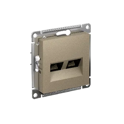 Розетка ATLASDESIGN двойная компьютерная RJ45+RJ45 категория 5E механизм шампань