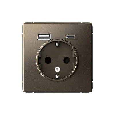 ARTGALLERY розетка 16А с 2 USB A+C, 5В/2,4А/3,0А, 2х5В/1,5А, механизм, мокко