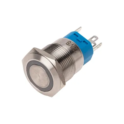 Кнопка антивандальная 19 250В Фикс (5с) ON-OFF/O FF-ON подсв/синяя, REXANT