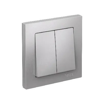 Выключатель двухклавишный ATLASDESIGN схема 5 10АХ в сборе алюминий