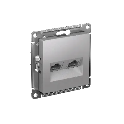 Розетка ATLASDESIGN двойная компьютерная RJ45+RJ45 категория 5E механизм алюминий