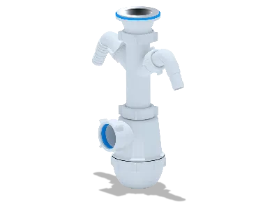 Сифон для мойки АНИ Грот 1 1/2' x 40 c двумя отводами для стиральной и посудомоечной машины