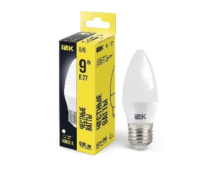 Лампа светодиодная LED 9вт Е27 белый матовая свеча ECO