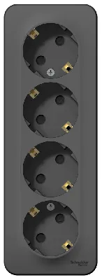 Розетка BLANCA наружная 4-я с заземлением со шторками с изоляционной пластиной 16А 250В антрацит