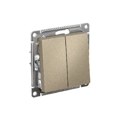 Выключатель двухклавишный ATLASDESIGN схема 5 10АХ механизм шампань