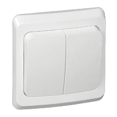 ЭТЮД Выключатель двухклавишный скрытый с подсветкой белый сх.5