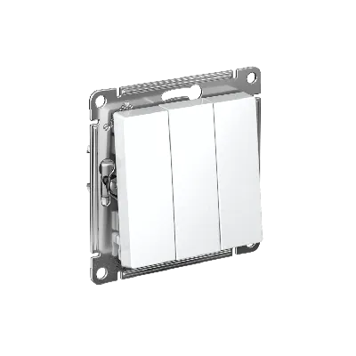 Выключатель трехклавишный ATLASDESIGN схема 1+1+1 10АХ механизм белый