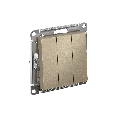 Выключатель трехклавишный ATLASDESIGN схема 1+1+1 10АХ механизм шампань