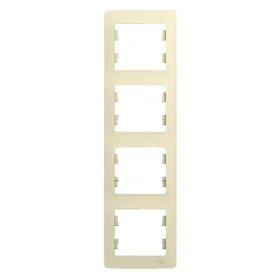 GLOSSA Рамка 4 поста вертикальная бежевая