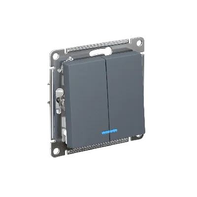 Выключатель двухклавишный ATLASDESIGN с подсветкой схема 5а 10АХ механизм грифель