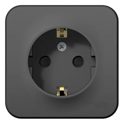 BLANCA Розетка наружная с заземлением со шторками изолированный плоский, 16А, 250В, антрацит