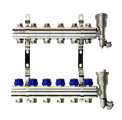 Коллекторная группа FHF-6R set 6 контуров 1' х 3/4' c воздухоотводчиками и кронштейнами