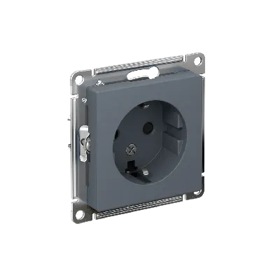 Розетка ATLASDESIGN с заземлением со шторками 16А механизм грифель