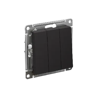 Выключатель трехклавишный ATLASDESIGN схема 1+1+1 10АХ механизм карбон