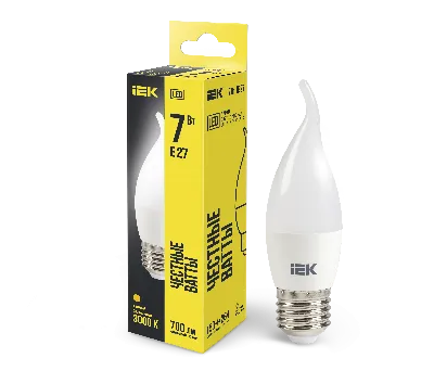 Лампа светодиодная LED 7вт Е27 тепло-белый матовая свеча на ветру ECO
