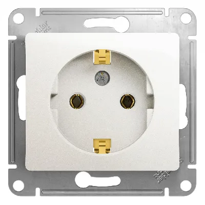 GLOSSA Розетка с заземлением перламутр в рамку