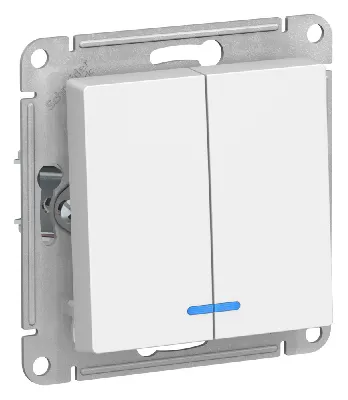 ATLASDESIGN 2-клавишный ВЫКЛЮЧАТЕЛЬ с подсветкой, сх.5а, 10АХ, механизм, ЛОТОС