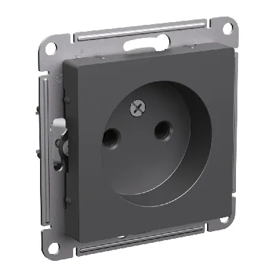 ATLASDESIGN РОЗЕТКА без заземления без шторок, 16А, механизм, БАЗАЛЬТ