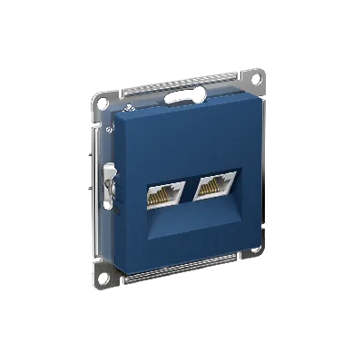 ATLASDESIGN РОЗЕТКА двойная компьютерная RJ45+RJ45, кат.5E, механизм, АКВАМАРИН