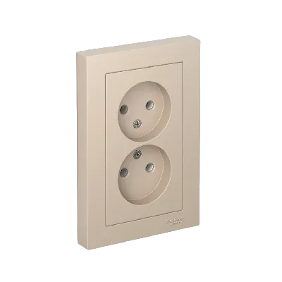 ATLASDESIGN РОЗЕТКА двойная без заземления,16А, в сборе, ПЕСОЧНЫЙ