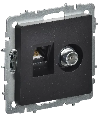 BRITE Розетка двойная TV+RJ45 кат.5E РТВ/РК12-БрЧ черный