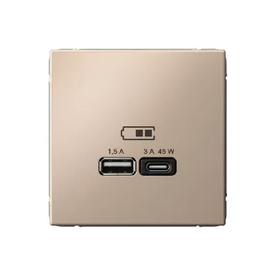 ARTGALLERY USB розетка A + тип-C 45Вт высокоскор.заряд. QC, PD, механизм, песочный