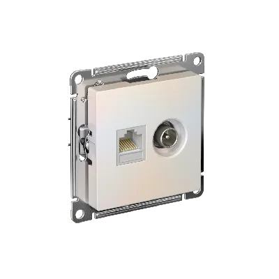 Розетка ATLASDESIGN двойная компьютерная+ТВ RJ45+TV категория 5E механизм жемчуг