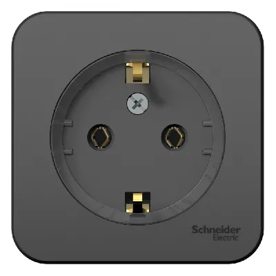 Розетка BLANCA наружная, с заземлением, без шторок, (тонкая), с изолирующей пластиной 16А, 250В, антрацит