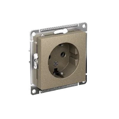 Розетка ATLASDESIGN с заземлением 16А механизм шампань