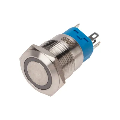 Кнопка антивандальная 19 250В Фикс (5с) ON-OFF/OFF-ON подсв/зеленая, REXANT