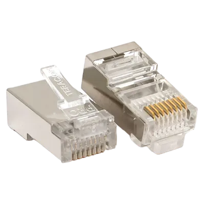 Коннектор RJ-45 TERACOM PRO экранированный 8P8C 30мкд Cat.5E универсальный (упак.20шт)