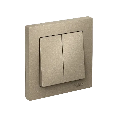 Выключатель двухклавишный ATLASDESIGN схема 5 10АХ в сборе шампань