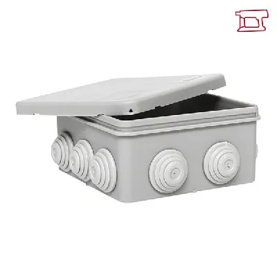 Коробка распаячная с крышкой КМР-030-014 наружная 105х105х50 АБС серая 8 входов IP54