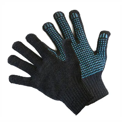 Перчатки хлопчатобумажные с ПВХ черная пряжа 65(60)г