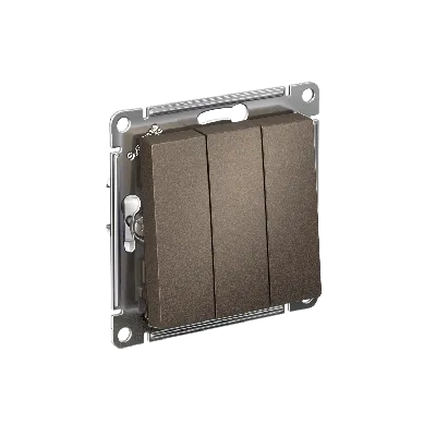 Выключатель трехклавишный ATLASDESIGN схема 1+1+1 10АХ механизм мокко