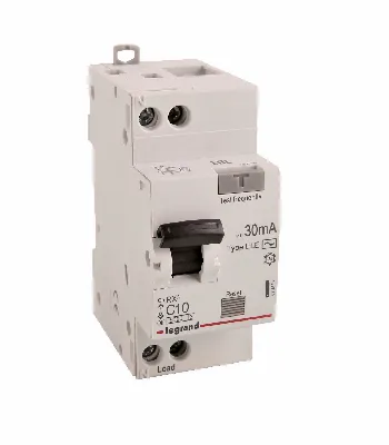 Выключатель автоматический дифференциального тока АВДТ RX3 6000 - 6 ка - тип характеристики С - 1П+Н - 230 В~ - 10 А - тип AС - 30 ма - 2 модуля