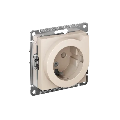 Розетка ATLASDESIGN с заземлением со шторками с выталкивателем 16А механизм бежевый