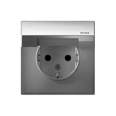 ARTGALLERY розетка с заземл. со шт. с крышк, 16А, IP44, механизм, алюминий