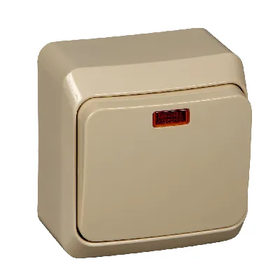 ЭТЮД Выключатель одноклавишный наружный с подсветкой бежевый сх.1