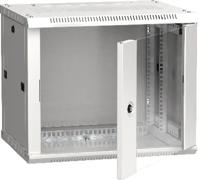 Шкаф настенный 19' LINEA W 6U 600x450мм стеклянная дверь RAL7035